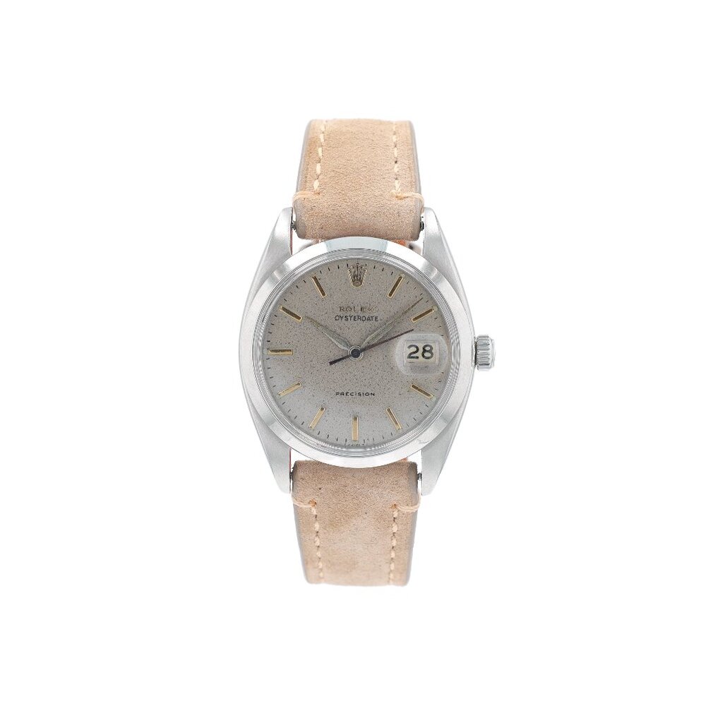 Rolex Oyster Date 6694 36mm SilverPatinad Yellow Gold Index Dial Smooth